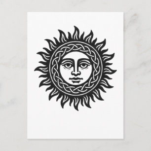 Solar Visage Sigil – Svart Sol Emblem T-shirt Vykort