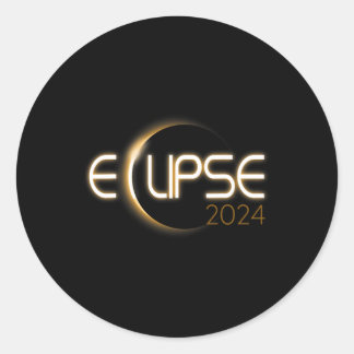 Solära Eclipse 2024 Crescent Sol Design Runt Klistermärke