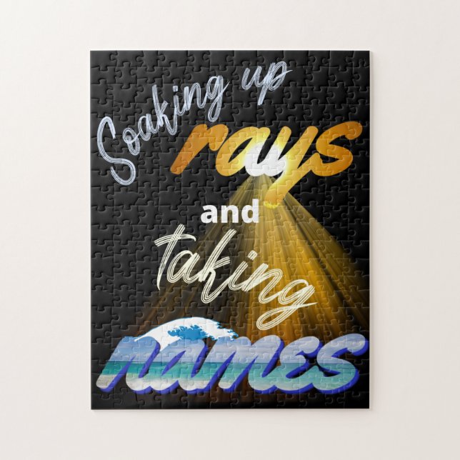 Solarbadar och Tar Namn Sommar Pussel (Vertikal)