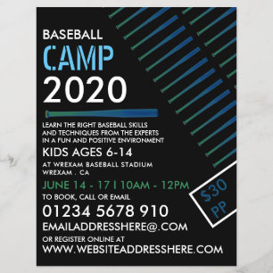 Solariserad Baseball Fladdermus, Baseball Camp Adv Reklamblad