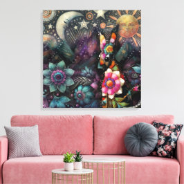 Solarna sydvästra kusten Djurens Blommigt Måne Canvastryck