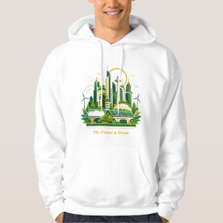 Solarpunk Ekostad Hållbar Framtid Grön Energi Hoodie
