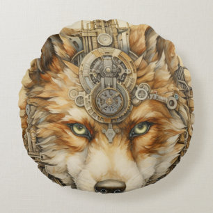 Solarpunk Red Varg Steampunk inspiration Rund Kudde