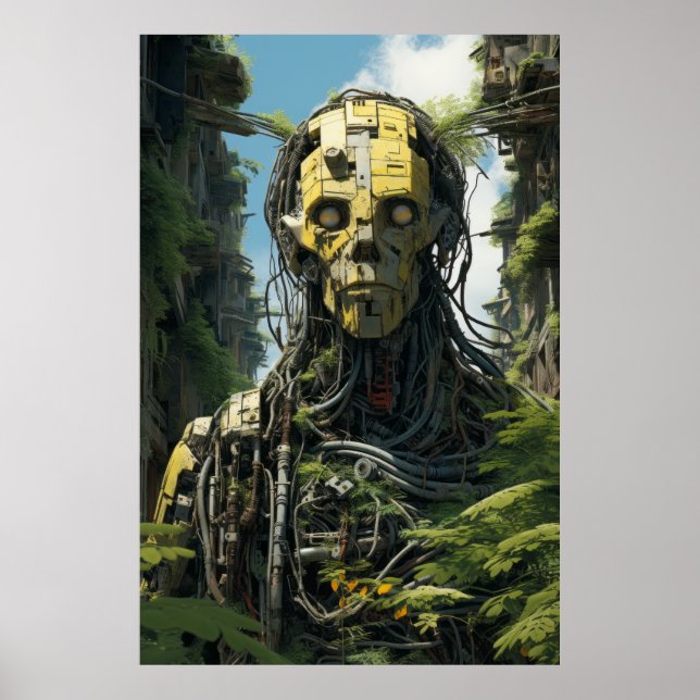 Solarpunk Redshift Crumbling City Poster (Framsidan)