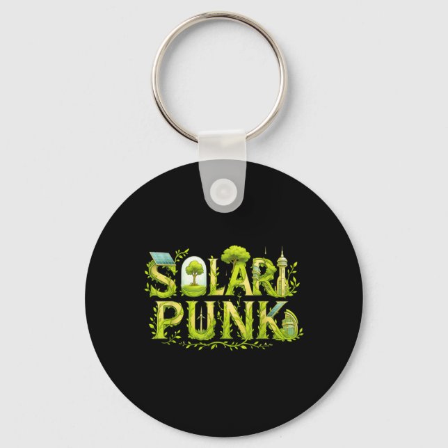 Solarpunk Science Fiction Sci-Fi Ekologi Sol Punk Nyckelring (Framsida)
