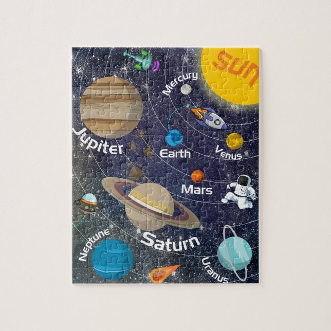 Solarsystem, astronaut och ryggmärg pussel (Vertikal)