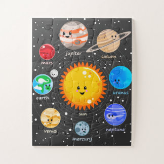 Solarsystem Kawaii Söta planets pedagogisk konst Pussel