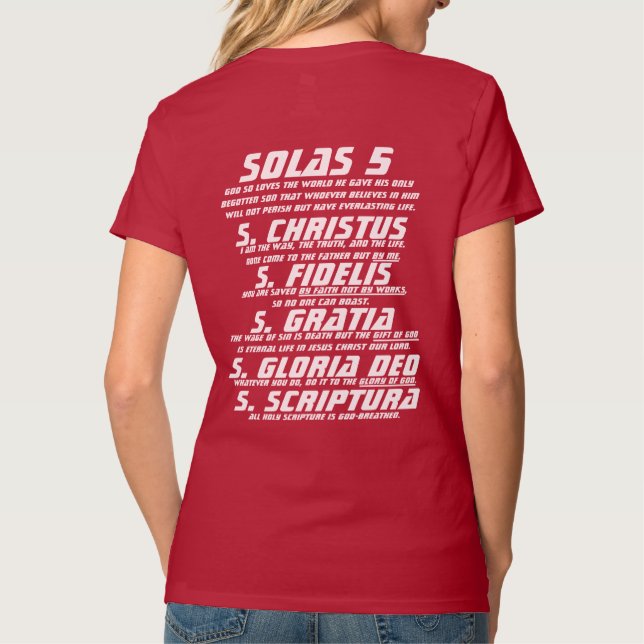 Solas 5 - De 5 "Endast lys" - Vita bokstäver T Shirt (Baksida)