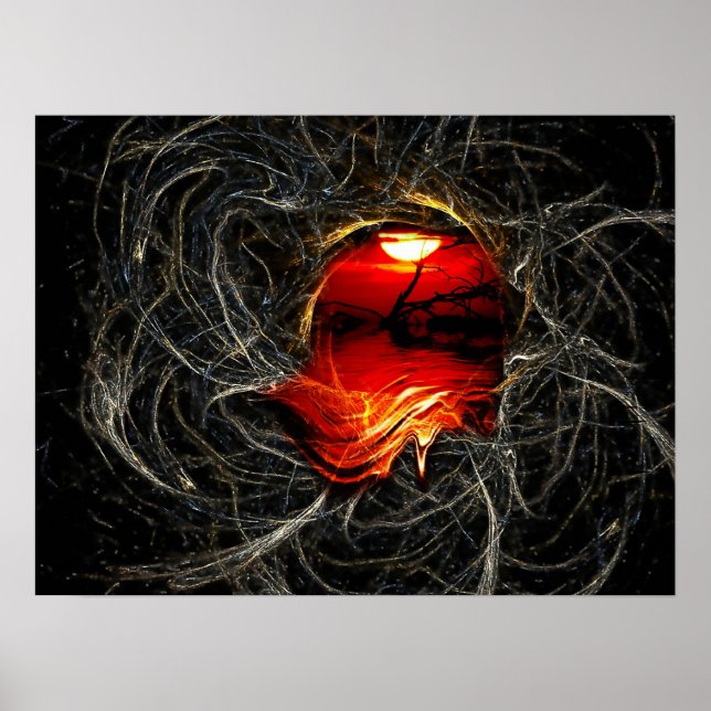 Solationsröda solnedgångsmassor Poster (Framsidan)