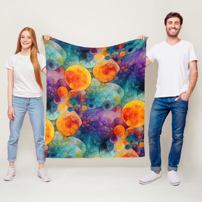 Solavdrift Vibrerande Fraktal Konst Abstrakt Mönst Fleecefilt (På plats)