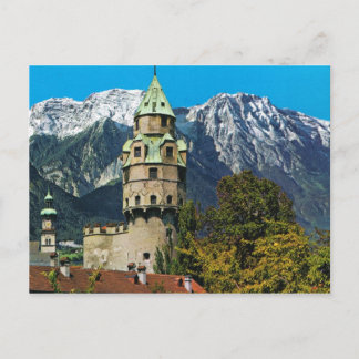 Solbad Hall, Tyrol, Österrike, Castle och bergen Vykort