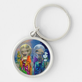 "Solbarn och månebarn" Keychain Rund Silverfärgad Nyckelring