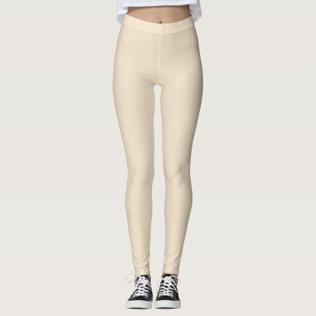 Solbeige färg-gräddbeige leggings (Framsida)
