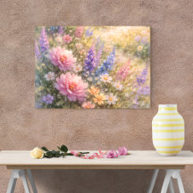 Solbelyst äng med blommande peonior