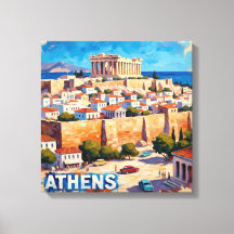 Solbelyst Athen Akropolis Vy Canvas Konst