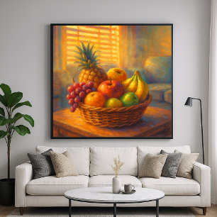 Solbelyst Basket - Rik Pastellfärgning Stil Poster