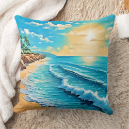 Solbelyst Beach Vågar Design Kudde