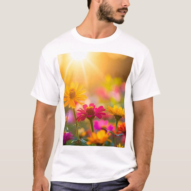 Solbelyst blomning  t shirt (Framsida)