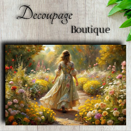 Solbelyst Garden Maiden-Blommigt Väg Decoupage
