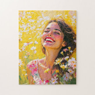 Solbelyst glädje: Blommar i stunden Pussel