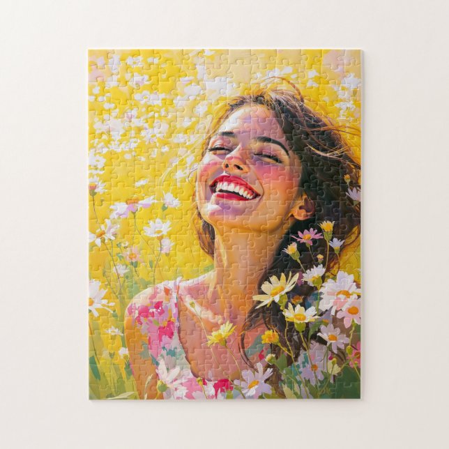 Solbelyst glädje: Blommar i stunden Pussel (Vertikal)