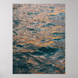 Solbelyst havsvatten Vågar - Reflective Nature Fot Poster