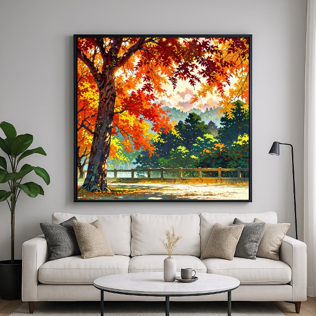 Solbelyst höst - naturillustration Stil Art Poster (Skapare uppladdad)