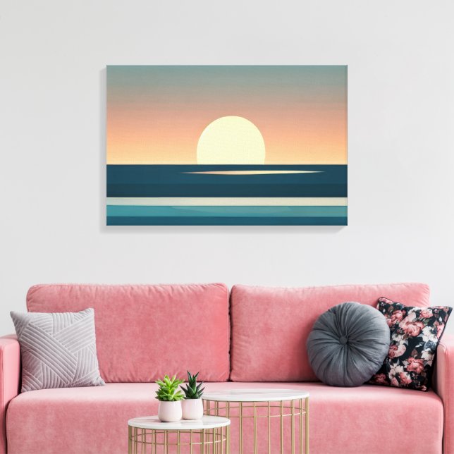 Solbelyst kust abstrakt konsttryck canvastryck (Insitu (Vardagsrum))