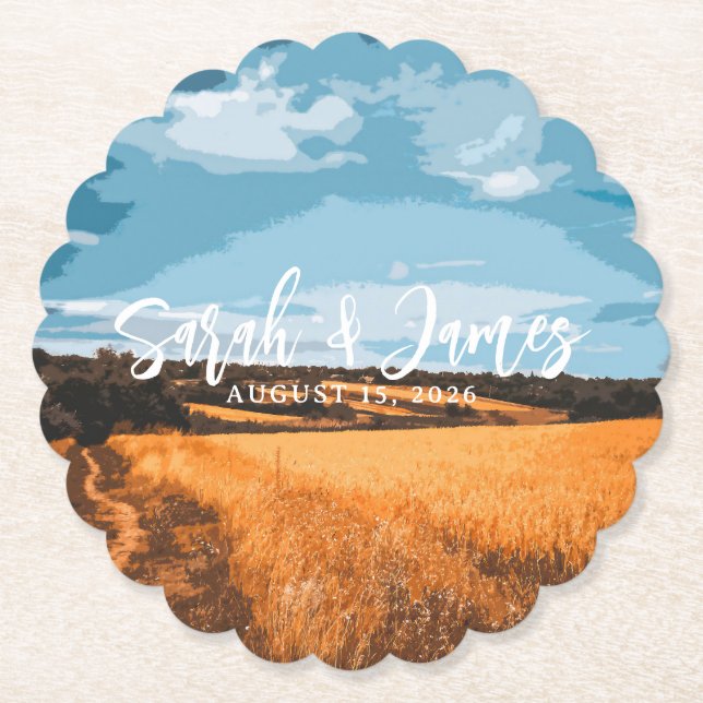 Solbelyst lantlig gyllene vete sommar lantlig natu underlägg papper (Framsida)