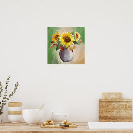 Solbelyst lugn: Solrosor i blom Poster