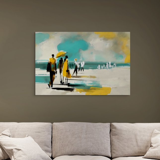 Solbelyst promenad – Abstrakt figurer i öppet ljus Canvastryck (Sunlit Stroll – Abstract Figures In Open Light)