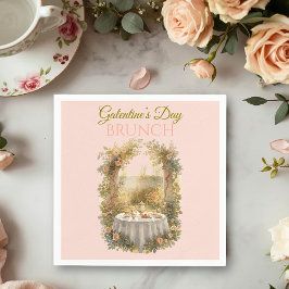 Solbelyst rokokoträdgård Galentine brunch bord blo Pappersservett