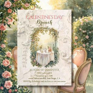 Solbelyst rokokoträdgårdsbåge Galentine-brunchblom Inbjudningar