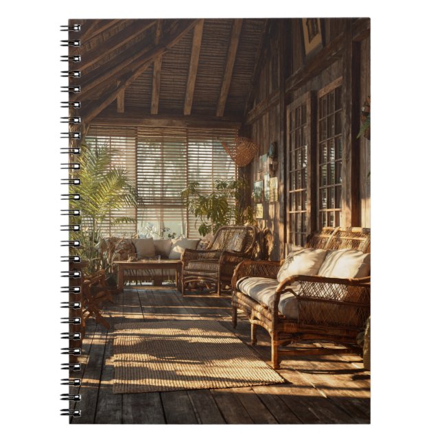 Solbelyst Rustic Veranda-bärbar dator Anteckningsbok (Framsidan)