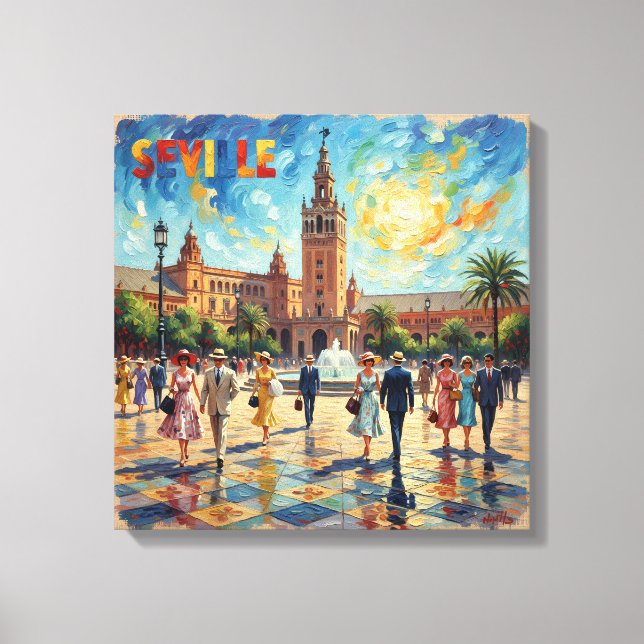 Solbelyst Seville Plaza Elegans Canvas Konst (Framsida)