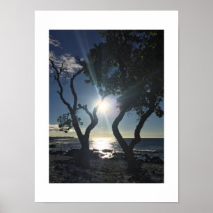 Solbelyst Shore Hawaii Blue Färg-fotografi Poster