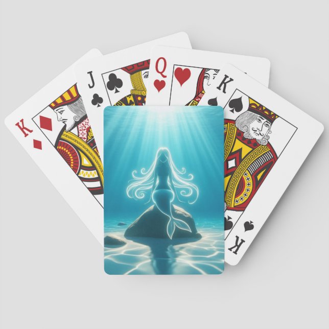 Solbelyst, sjöjungfru under vatten casinokort (Baksidan)