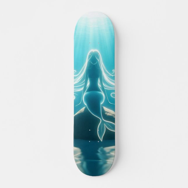 Solbelyst, sjöjungfru under vatten mini skateboard bräda 18,5 cm (Framsida)