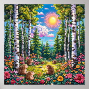 🌲 Solbelyst Skogslandskap För Mysiga Naturmiljöer Poster