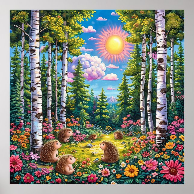 🌲 Solbelyst Skogslandskap För Mysiga Naturmiljöer Poster (Framsidan)
