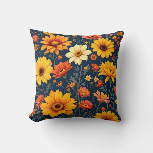 Solbelyst sommarblomma Mönster.Modern utomhus Kudde (Framsida)