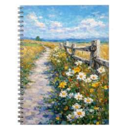 Solbelyst stig med vilda blommor Impressionistisk Anteckningsbok