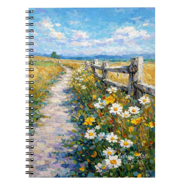 Solbelyst stig med vilda blommor Impressionistisk  Anteckningsbok (Framsidan)