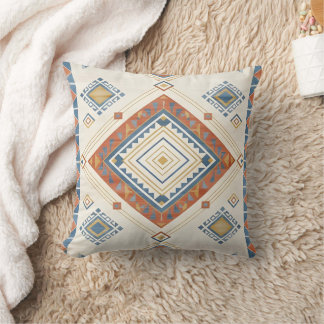Solbelyst Terrakotta och Blå Öken Kilim Kudde