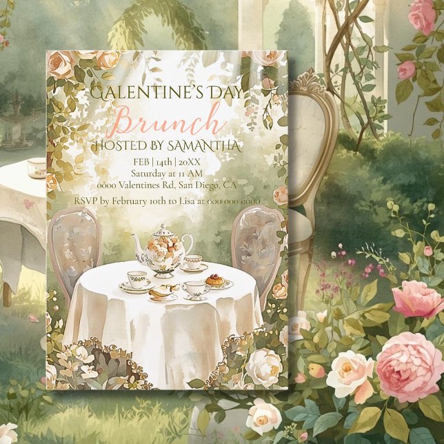 Solbelyst Trädgårdste Galentine Brunch Ljusblommig Inbjudningar (Skapare uppladdad)