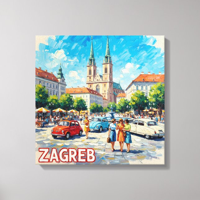 Solbelyst Zagrebs katedralpromenad Canvas (Framsida)