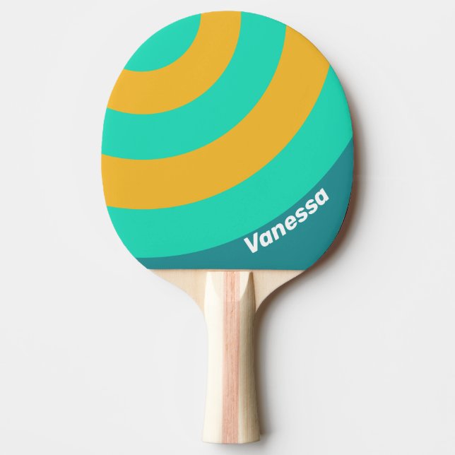 Solbelysta hav cirklar rand med namn pingisracket (Framsidan)