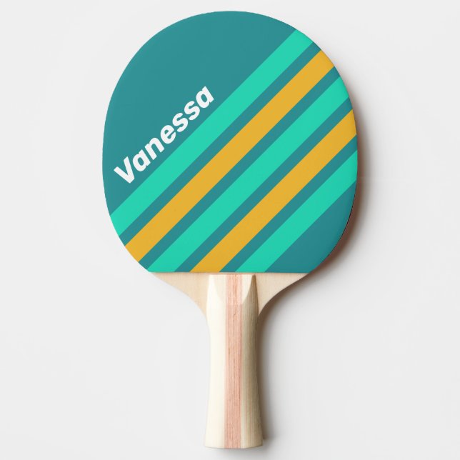 Solbelysta hav Vinklad randig med namn Pingisracket (Framsidan)
