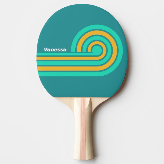 Solbelysta havet krullar ränder med namn pingisracket (Framsidan)
