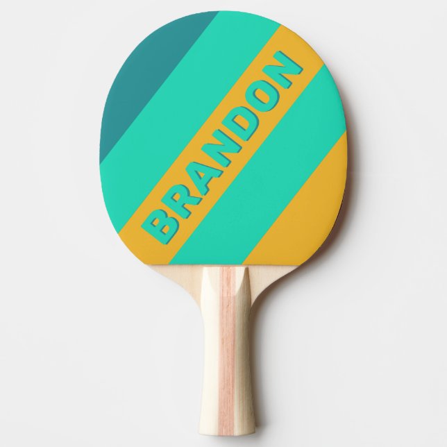 Solbelysta havs djärva ränder med namn pingisracket (Framsidan)
